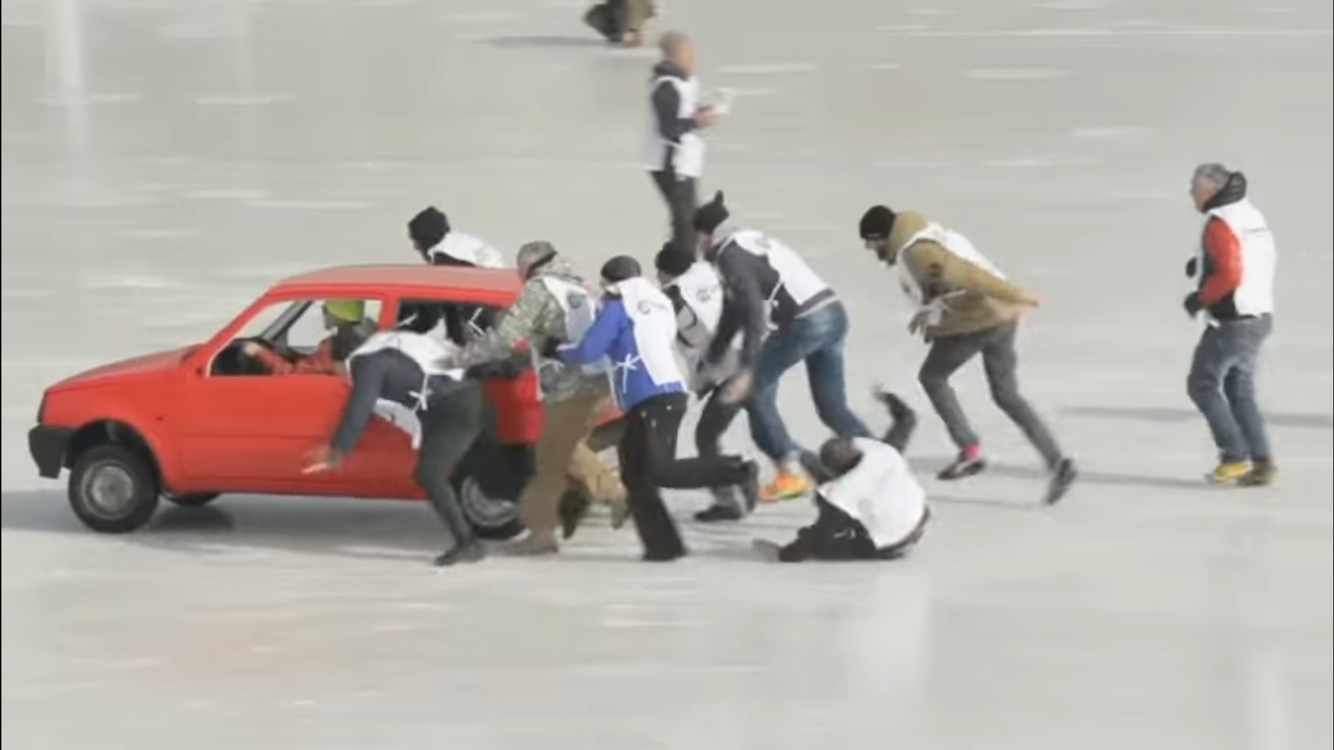 Curling met oude auto's
