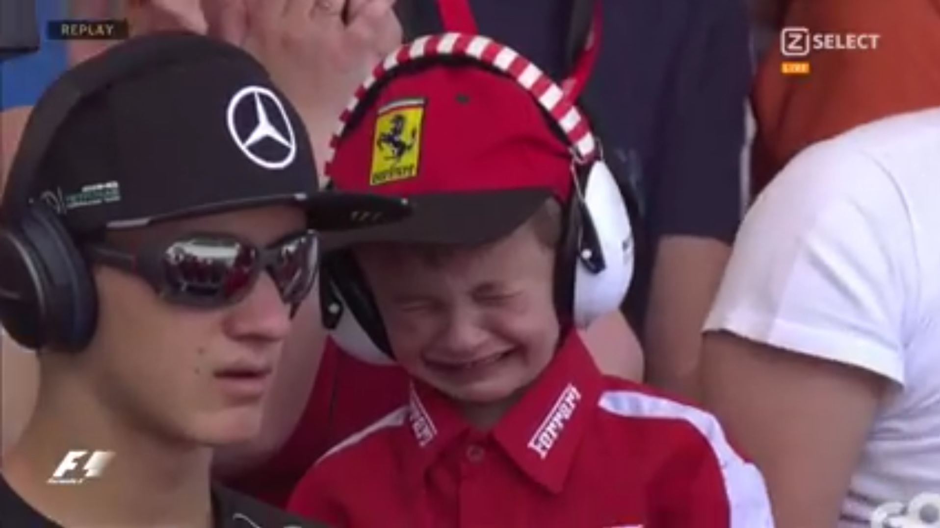 jonge huilende Räikkönen-fan