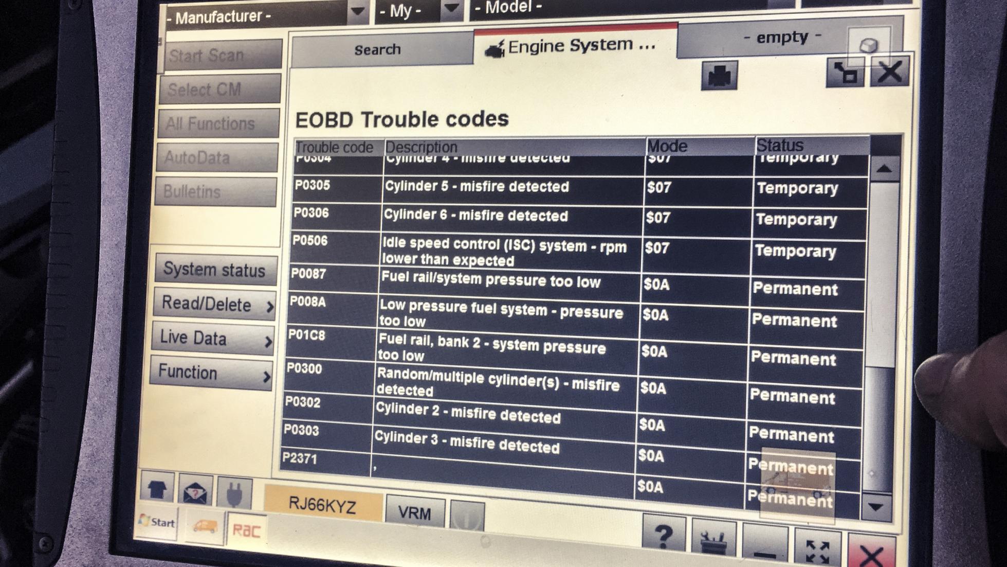 check engine foutcodes