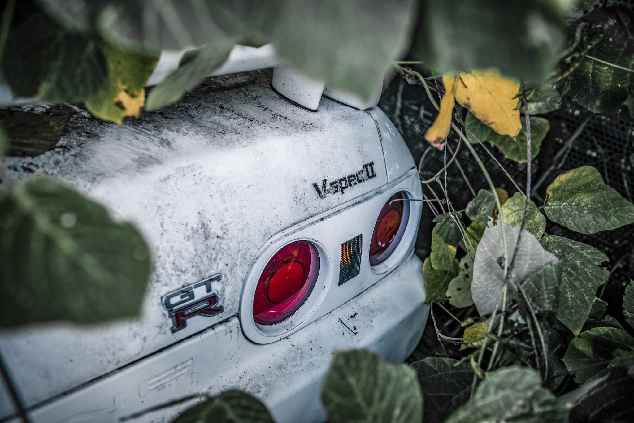 Nissan Skyline R32 GT-R V-Spec II verlaten in Fukushima