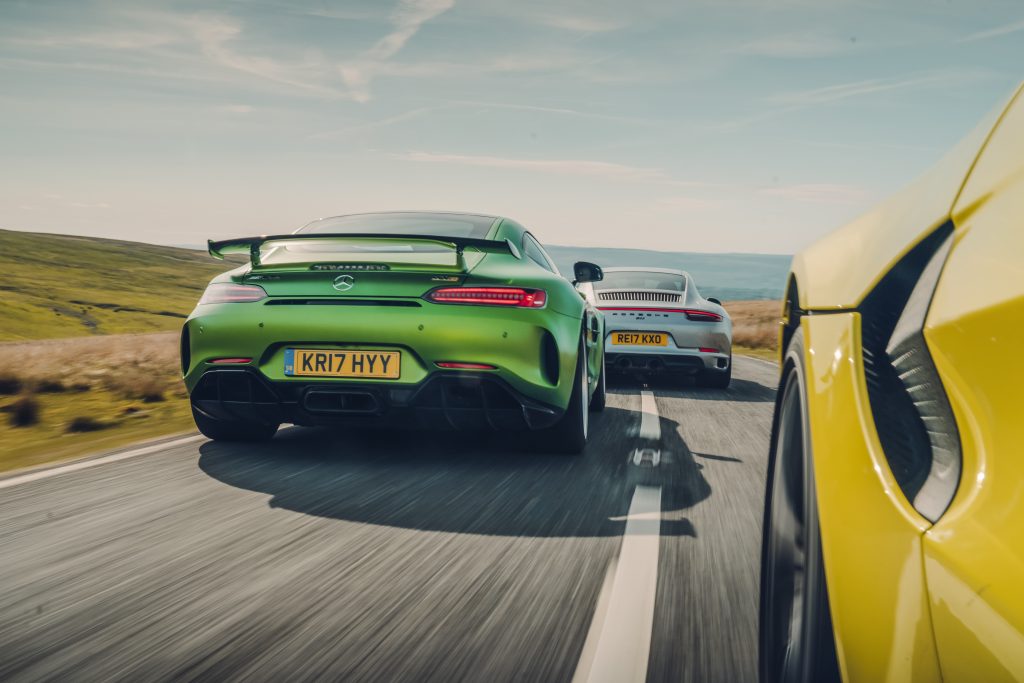 Mercedes-AMG GT R Porsche 911 Carrera 4 GTS Aston Martin Vantage