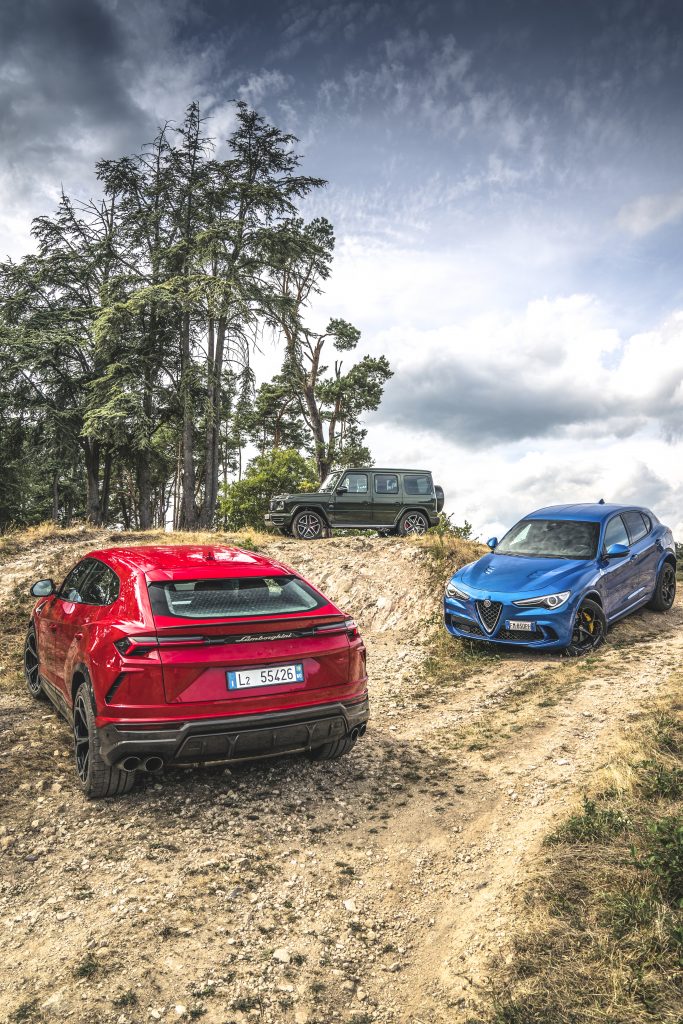 Mercedes-AMG G 63 vs Alfa Romeo Stelvio Q vs Lamborghini Urus 3