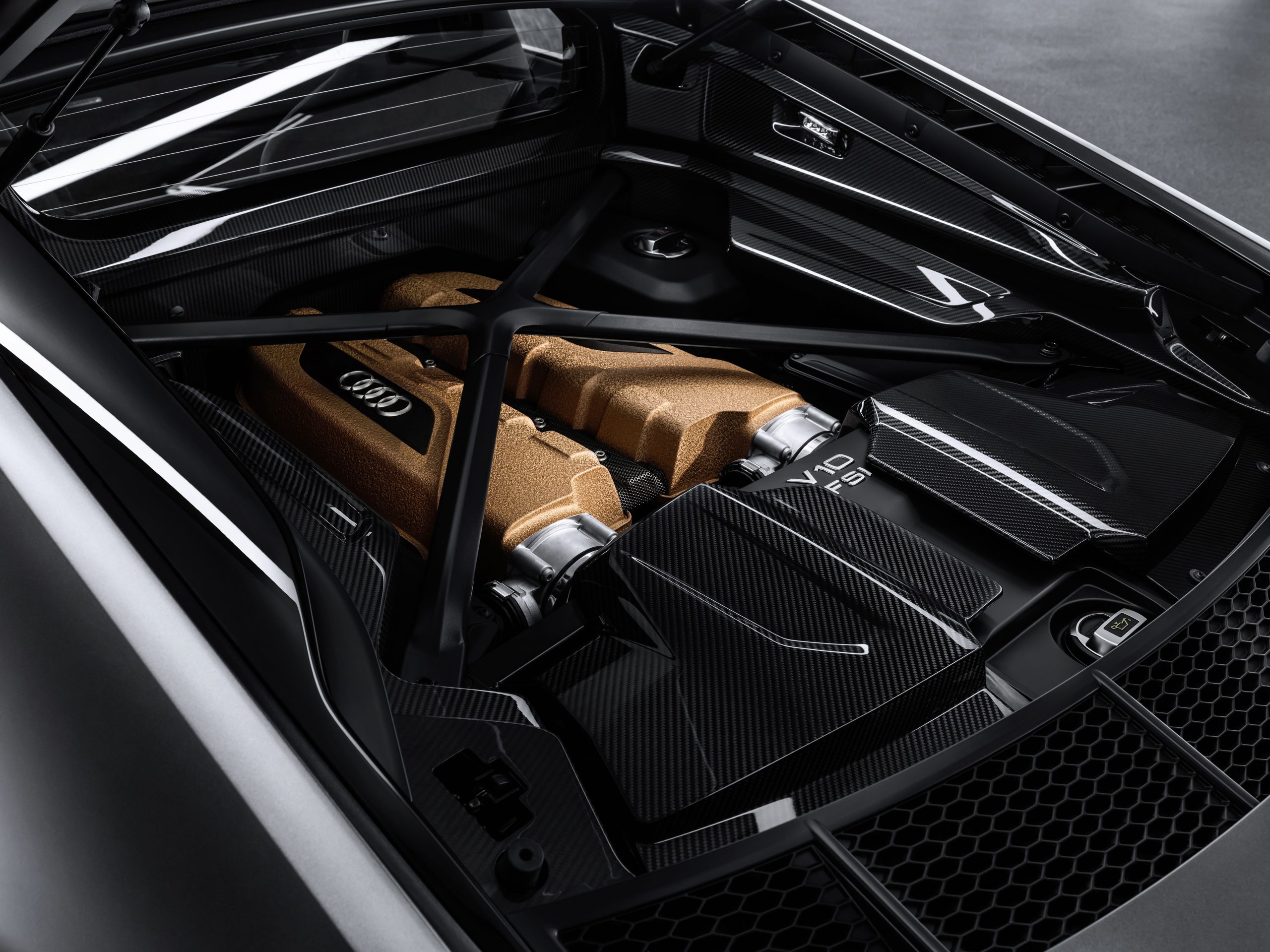 Audi R8 V10 Decennium motor brons