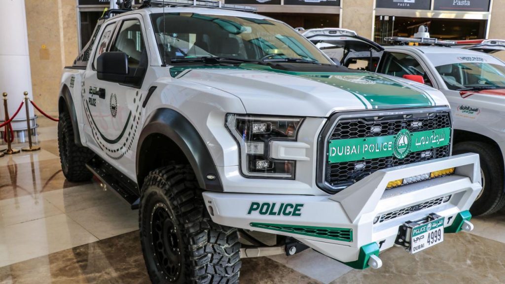 Ford Raptor politieauto in Dubai