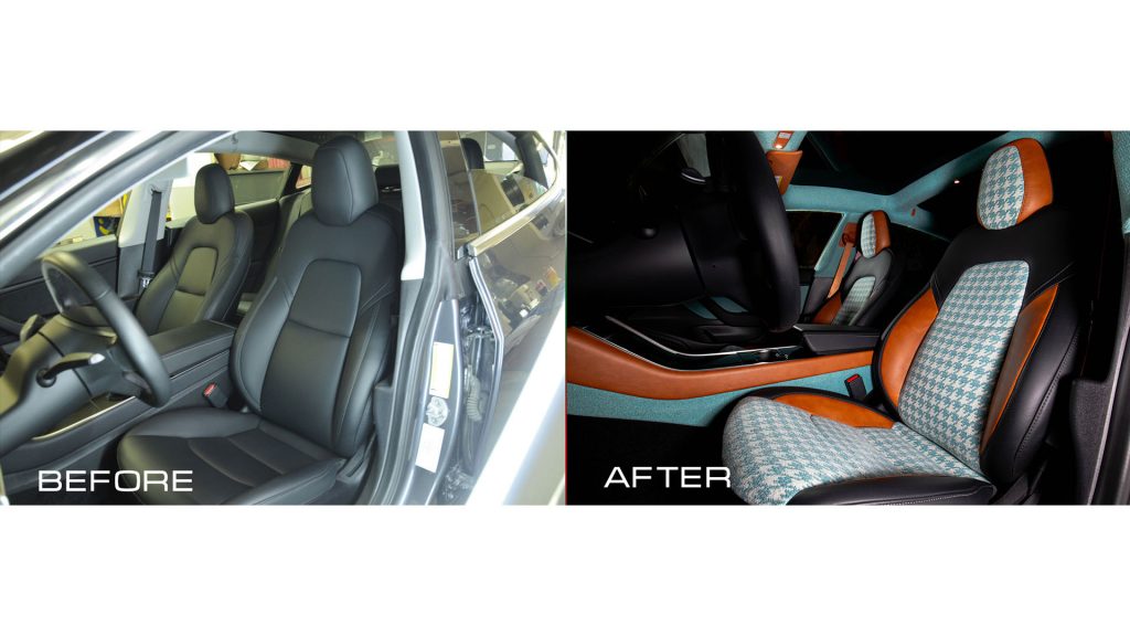 Tesla Model 3 Vilner interieur voor en na