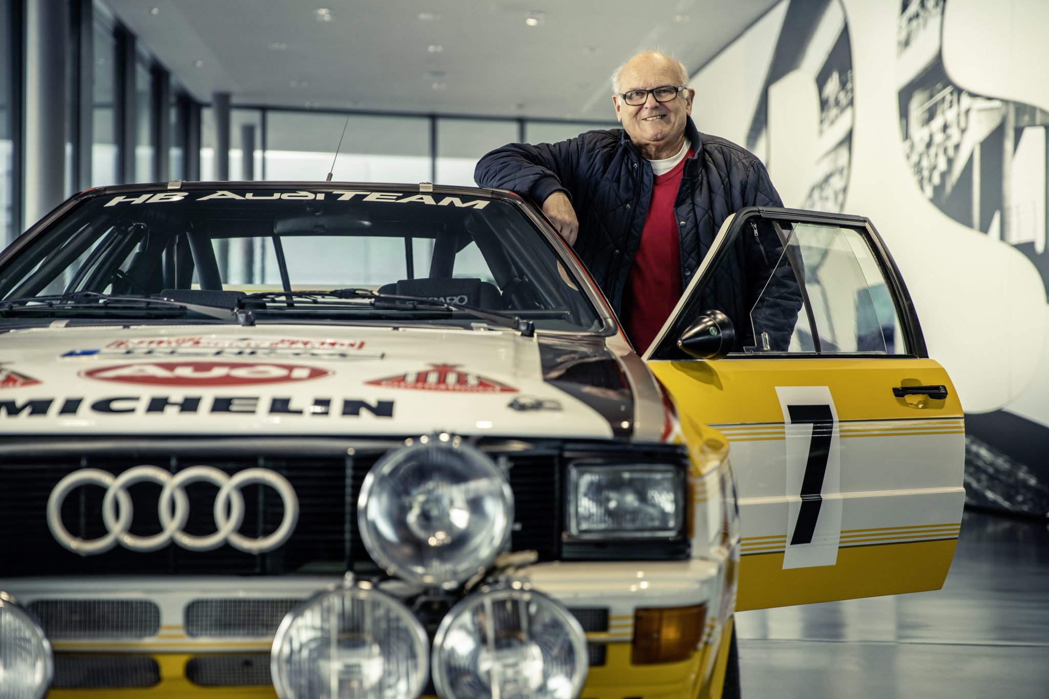 Stig Blomqvist bij de Audi Quattro