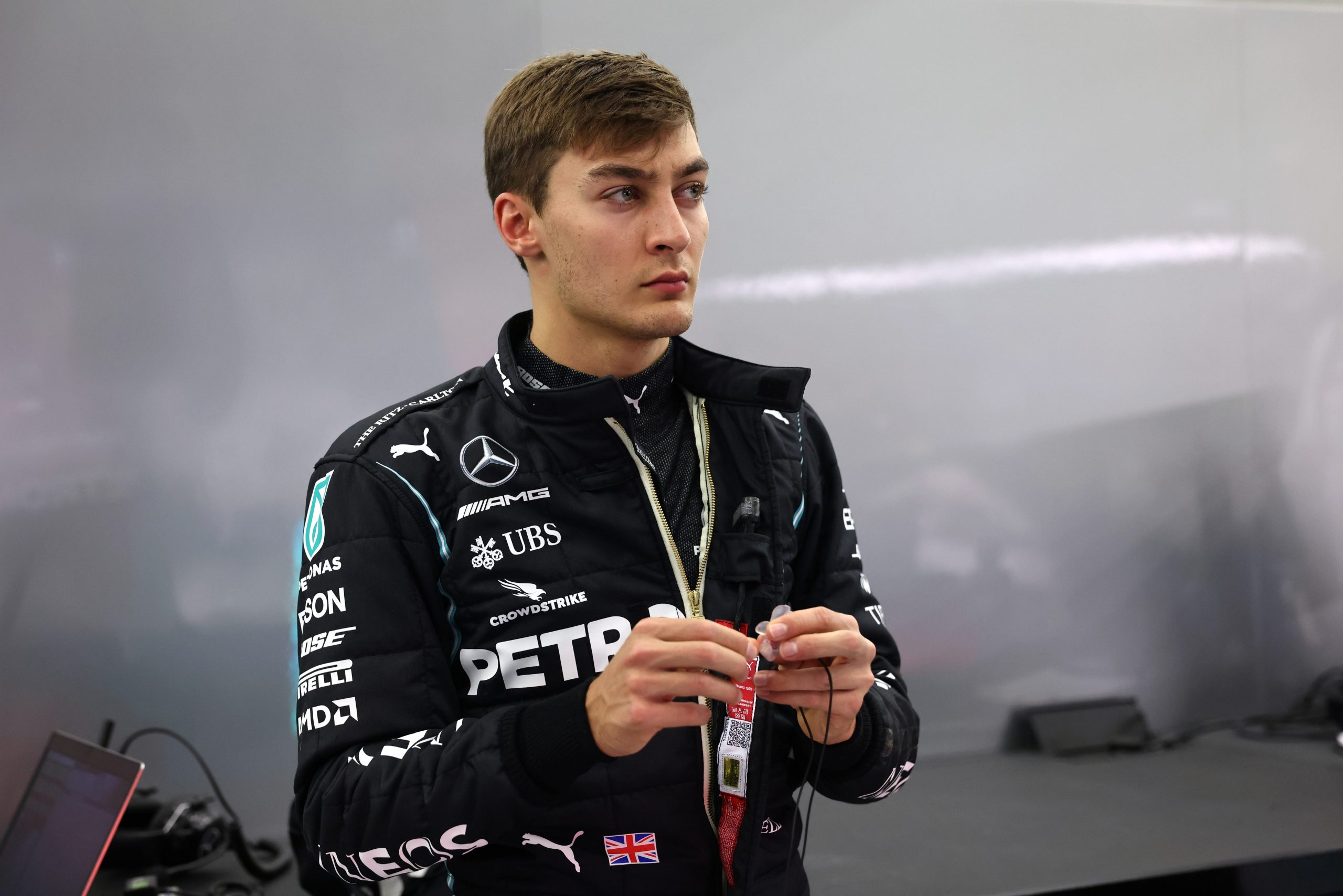 George Russell in raceoveral van Mercedes Petronas F1