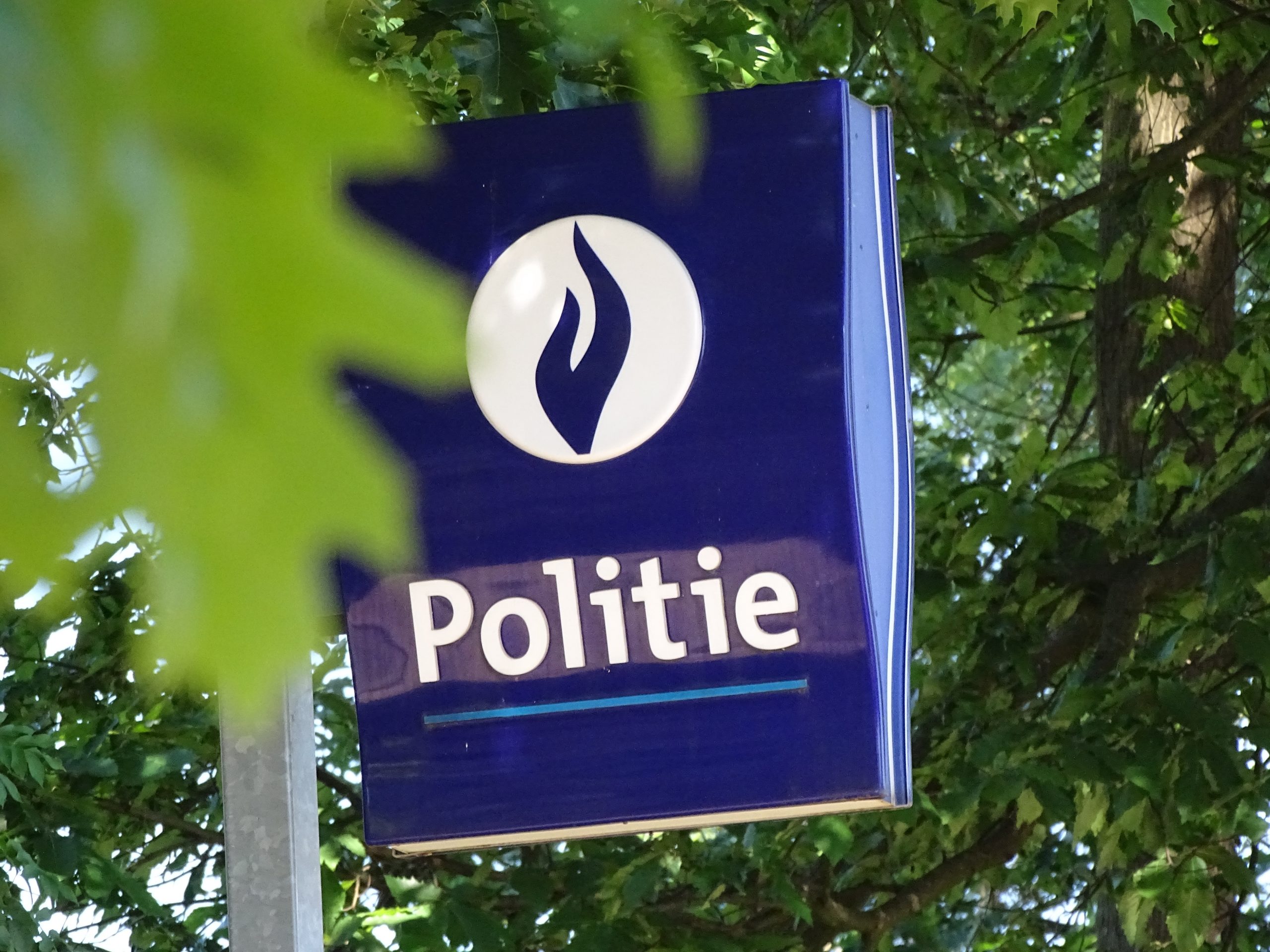Bord van de politie in Belgie