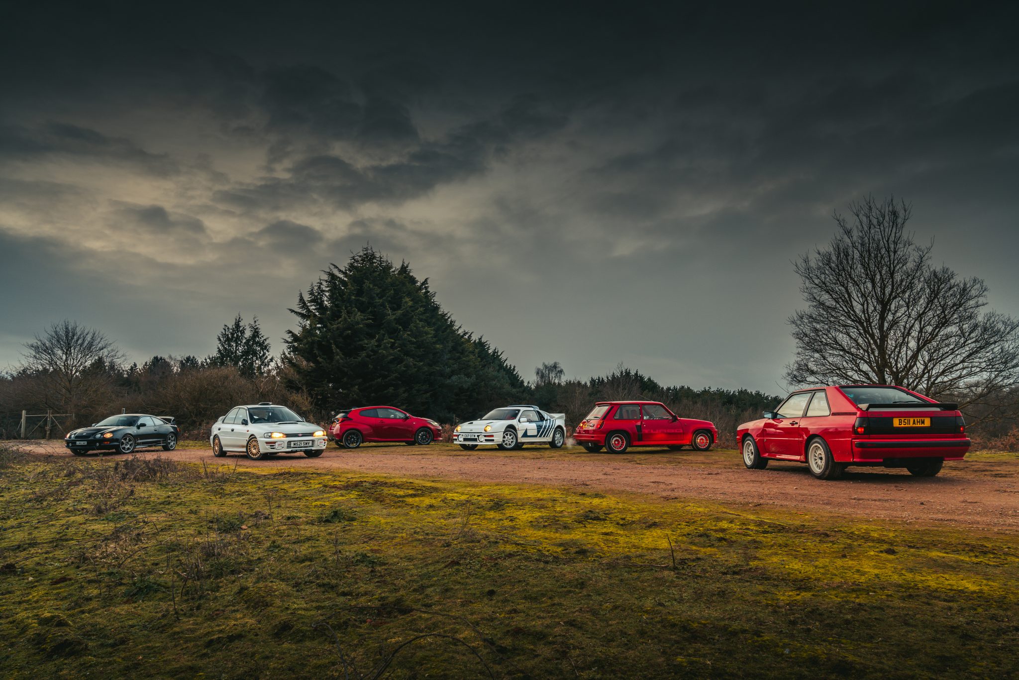 Toyota Celica vs Subaru Impreza vs Toyota GR Yaris vs Ford RS200 vs Audi Quattro vs Renault 5 Turbo
