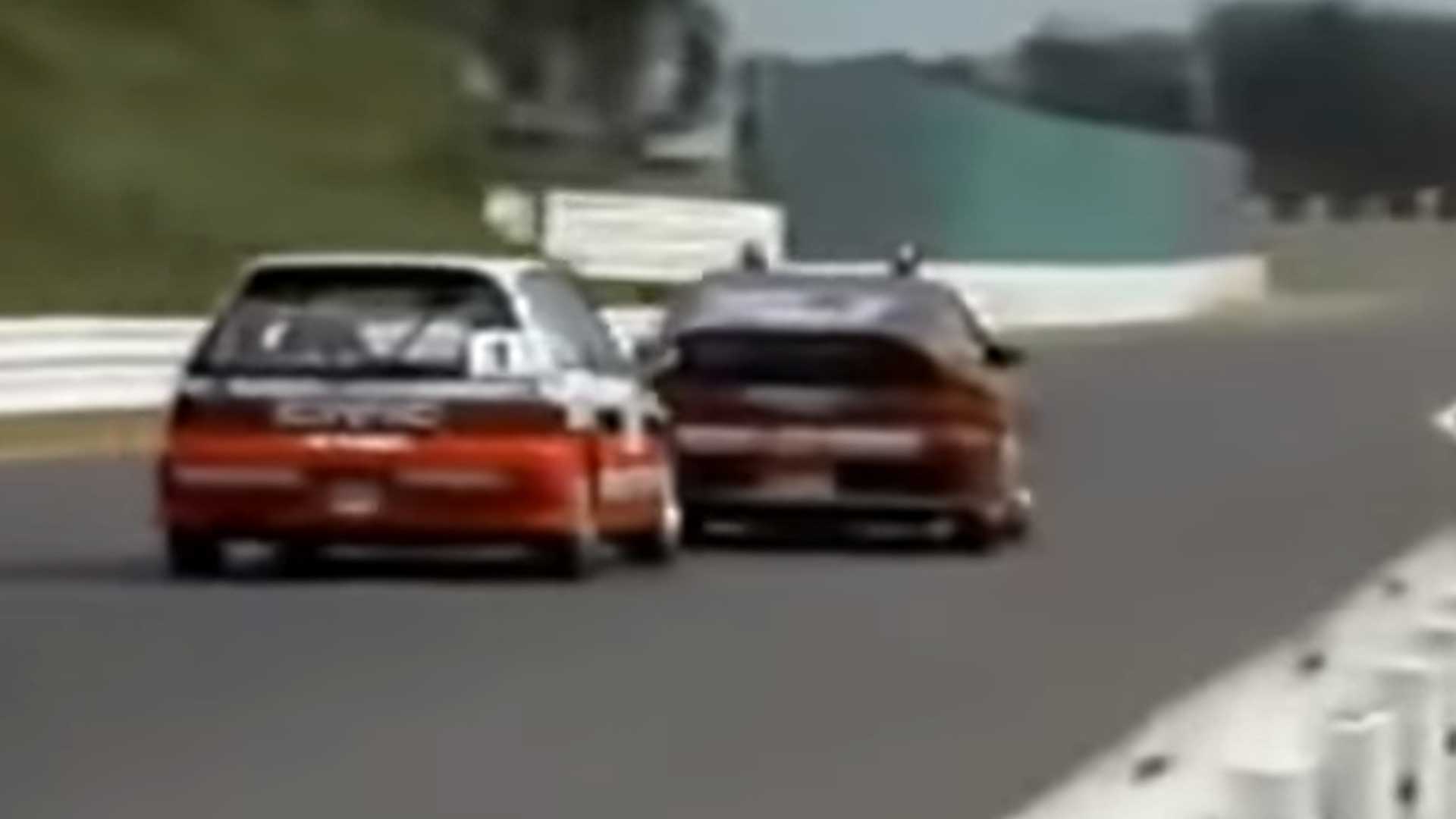 Ayrton Senna racet in getunede Honda Civic